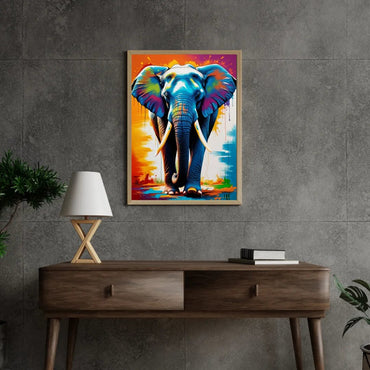 Vibrant Colorful Elephant Framed Wall Art, Modern & Contemporary – Choose Size and Frame Color