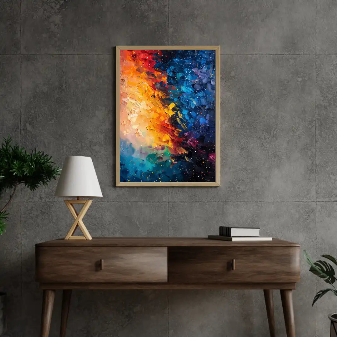 Abstract Love in Blue and Orange – Framed Inspirational Art