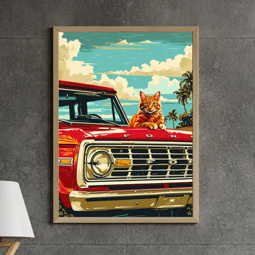Artistic Colorful Cat Framed Wall Art – Vibrant Feline Decor