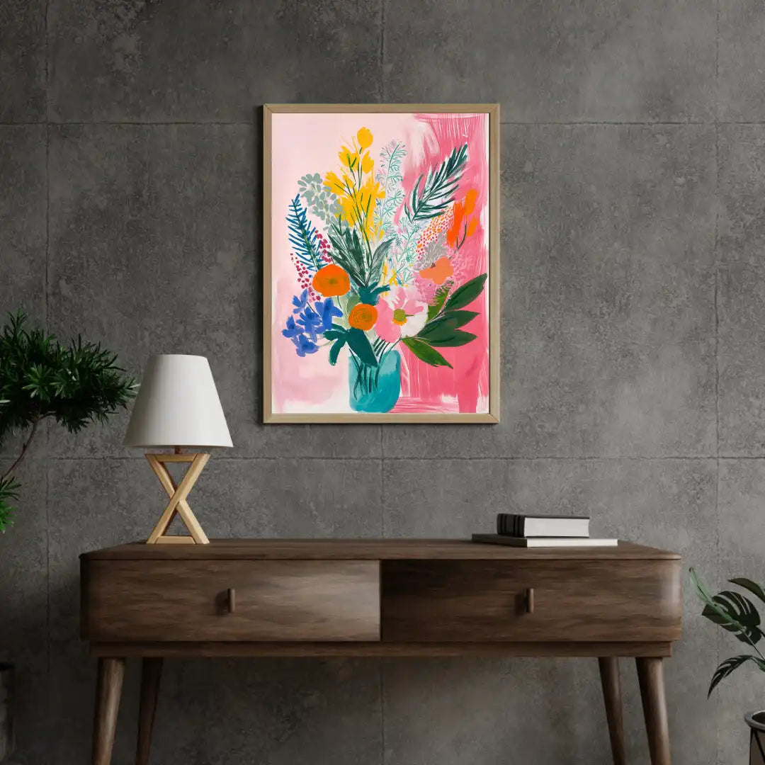 Artistic Floral Vase Artwork Framed Wall Art – Modern Floral Decor