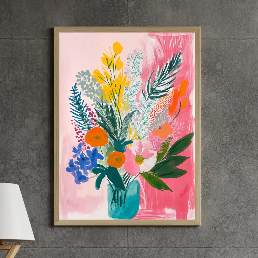 Artistic Floral Vase Artwork Framed Wall Art – Modern Floral Decor