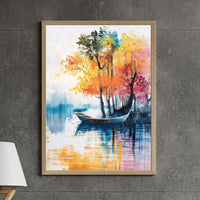 Autumn River Scene – Tranquil Framed Wall Art