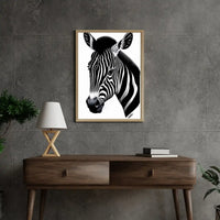 Bold Zebra Sketch Framed Wall Art – Striking Animal Decor