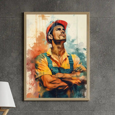 Builder’s Pride – Framed Art of a Construction Worker