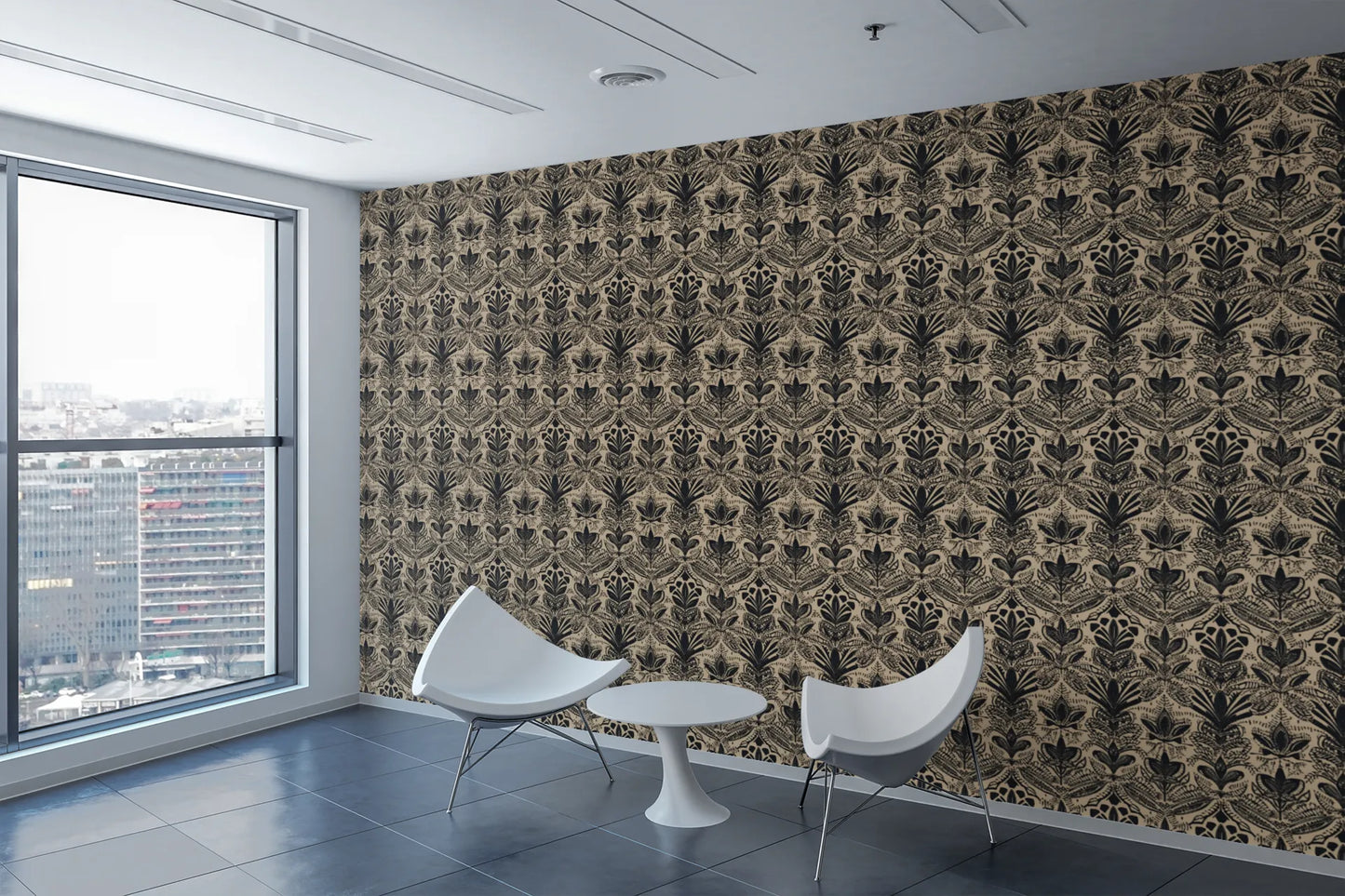 Cedar Charm Indian Woodblock Pattern Wallpaper Roll - Natural Elegance