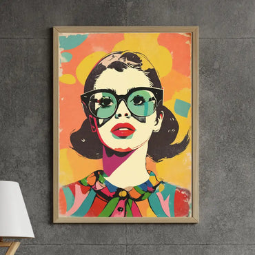 Chic Fashionista in Glasses Framed Wall Art – Timeless Vintage Decor