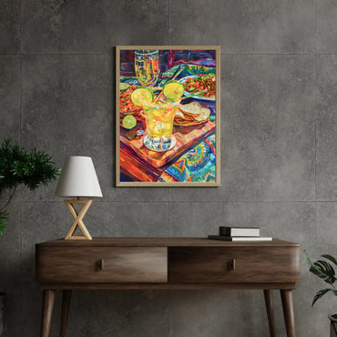 Citrus Delight – Framed Art of a Cocktail with Limes and Oranges