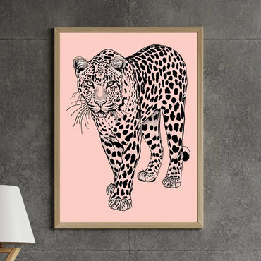 Classic Black and White Leopard Framed Wall Art – Timeless Animal Decor