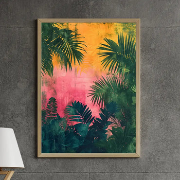Colorful Tropical Pop Art Framed Wall Art – Vibrant Exotic Decor