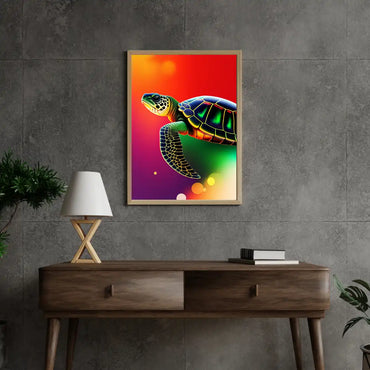 Colorful Turtle Framed Wall Art – Vibrant Ocean Decor