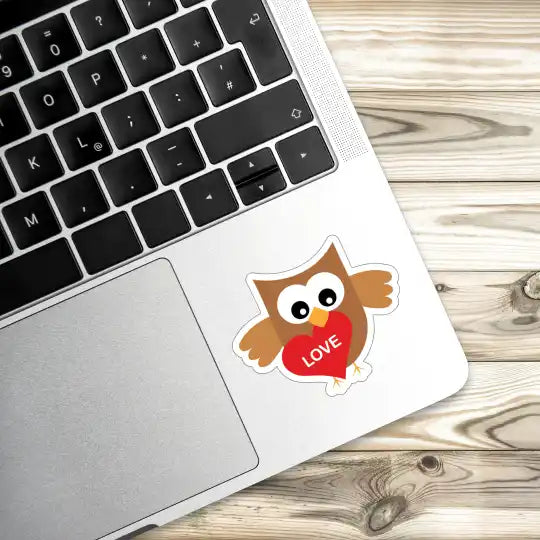 Hooting Hearts Owl Love Laptop Stickers and Gadgets Stickers