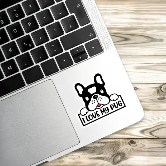 I Love My Pug Dog Laptop Stickers and Gadgets Stickers