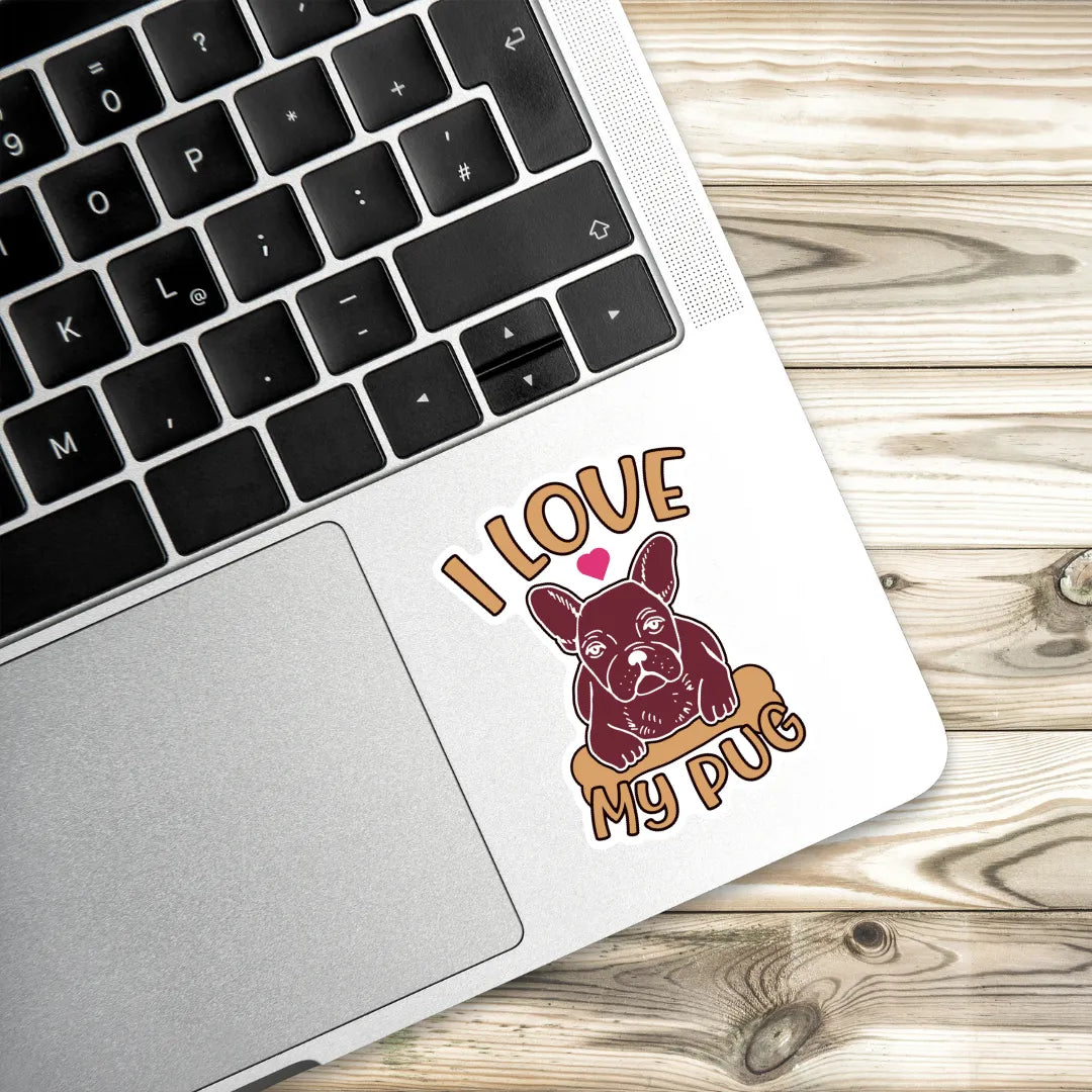 I Love My Pug Dog Lover Laptop Stickers and Gadgets Stickers
