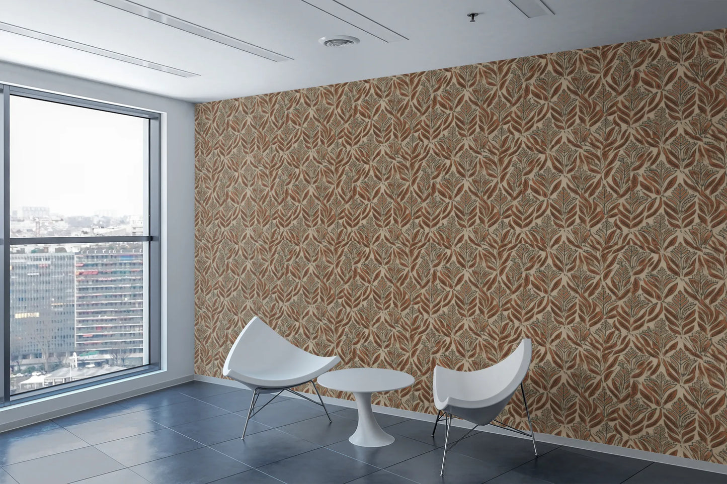 Maple Magic Indian Woodblock Pattern Wallpaper Roll - Warmth and Style