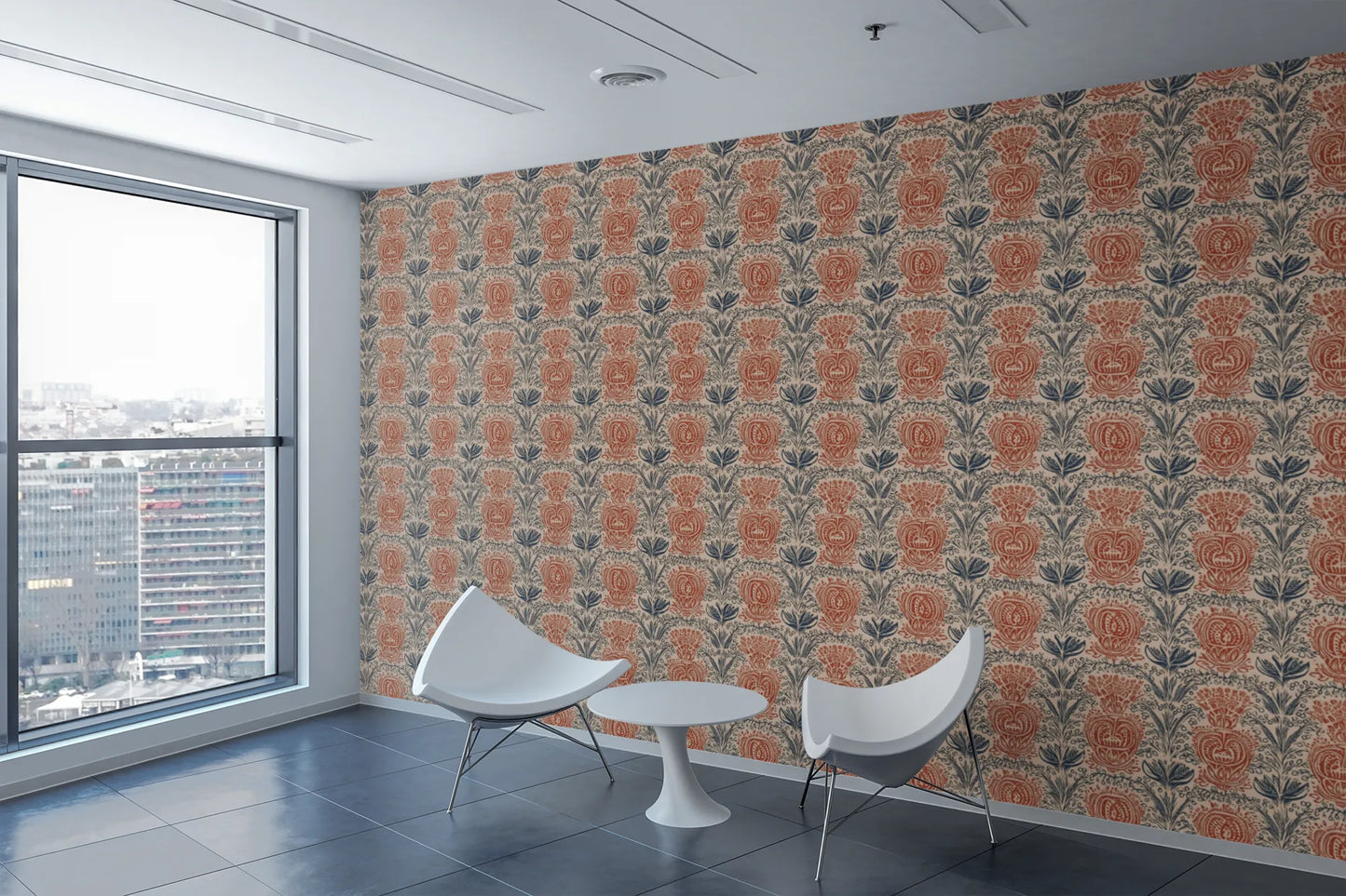 Rosewood Rhapsody Indian Woodblock Wallpaper Roll - Floral Delight